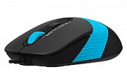 MOUSE A4tech, PC sau NB, cu fir, USB, optic, 1600 dpi, butoane/scroll 4/1, buton selectare viteza, negru / albastru,  FM10 Blue  (include TV 0.15 lei)
