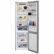 Combina frigorifica Beko RCNA406E40ZXBN, 2 usi, clasa eficienta energetica A++, volum net total 362L, volum net racitor 253L, volum net congelator 109L, NeoFrost™ dual cooling, No Frost Freezer, Everfresh+, 3 rafturi sticla securizata, Display touch control, Big Freezer, Bottle Rack, usi