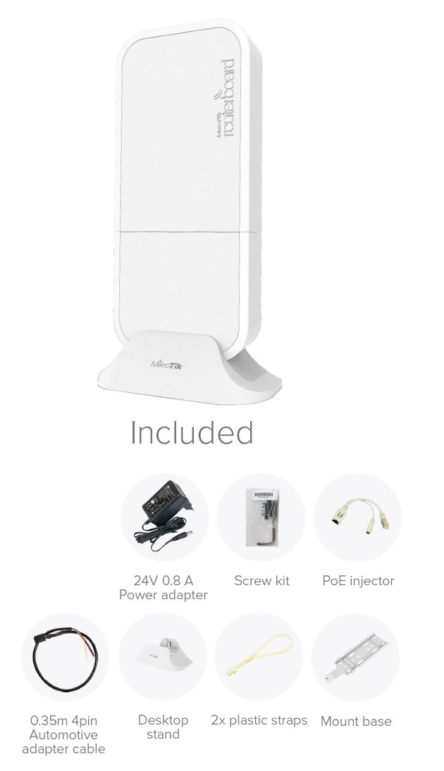 MIKROTIK RBwAPR-2nD&R11e-LTE wAP LTE kit LTE Access Point LTE 150Mb/s 2.4GHz WiFi 1x RJ45 100Mb/s 1x miniPCI-e 1x SIM_3