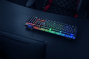 Tastatura Trust GXT 835 Azor Illuminated Gaming Keyboard  Specifications General Key technology membrane Height of main product (in mm) 40 mm Width of main product (in mm) 438 mm Depth of main product (in mm) 125 mm Total weight 621 g Weight of main unit 589 g Full Size keyboard yes Ergonomic design no  Connectivity Connection type wired Cable length main cable 180 cm Bluetooth no USB version 1.1 Connector type USB-A male  Features Spill-proof no Silent keys no On-board memory no Wrist support no Software no  Gaming Designed for gaming yes Game type FPS, MMO, MOBA, RPG, RTS Gaming mode yes  Lighting Backlight yes Backlight colours Rainbow Key illumination no  Characteristics Keyboard layout QWERTY  Input Power source USB  Power adapter Power adapter included no  Compatibility Compatible Device Types laptop, pc, gaming console Compatible Consoles PS4, Xbox One Compatible Software Platforms Mac OS, Windows, Chrome OS