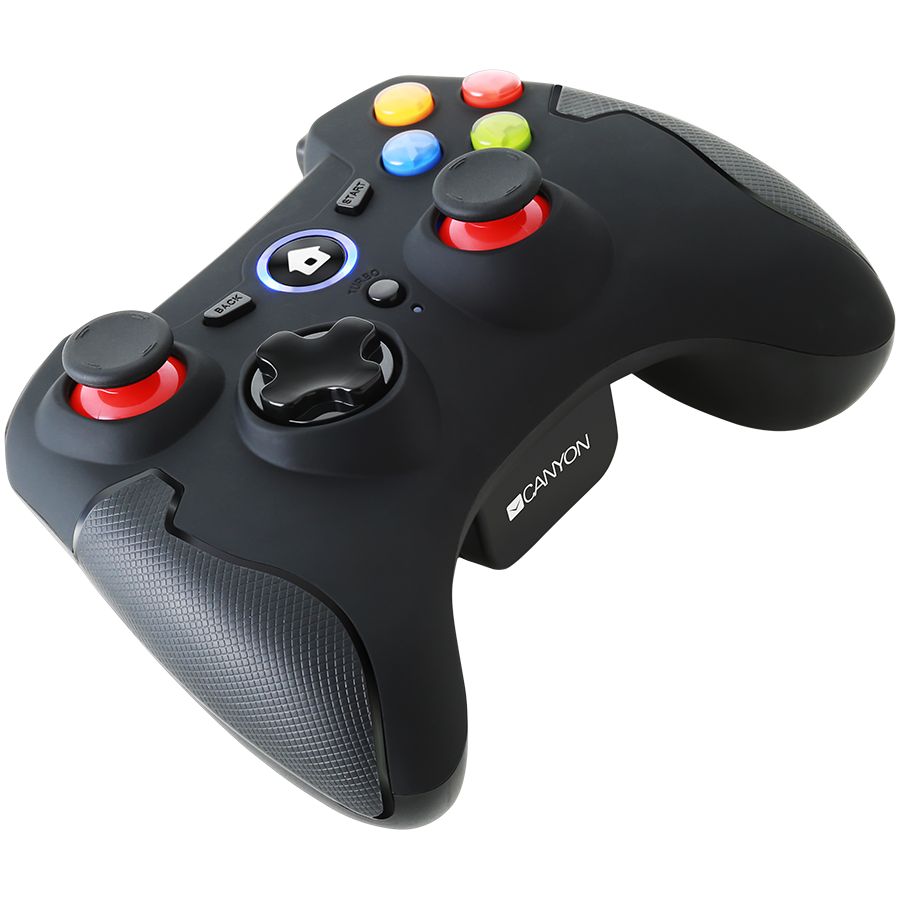 CANYON GP-W6 2.4G Wireless Controller with Dual Motor, Rubber coating, 2PCS AA Alkaline battery ,support PC X-input mode/D-input mode, PS3, Android/nano size dongle,black_2