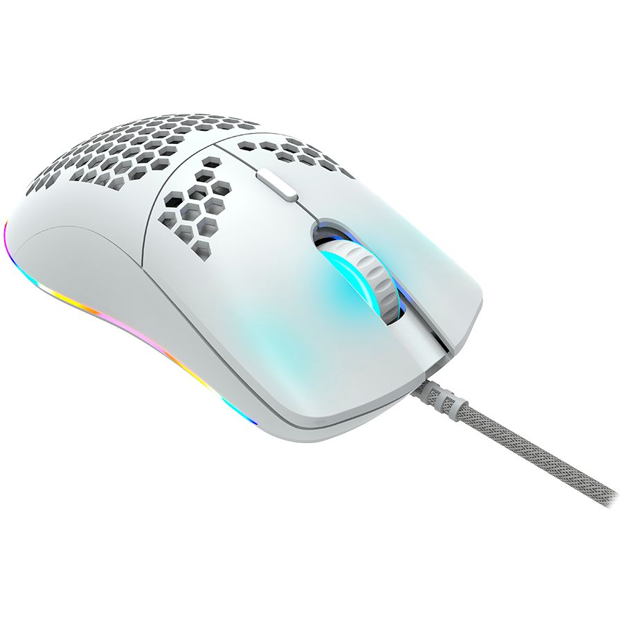 CANYON,Gaming Mouse with 7 programmable buttons, Pixart 3519 optical sensor, 4 levels of DPI and up to 4200, 5 million times key life, 1.65m Ultraweave cable, UPE feet and colorful RGB lights, White, size:128.5x67x37.5mm, 105g_3