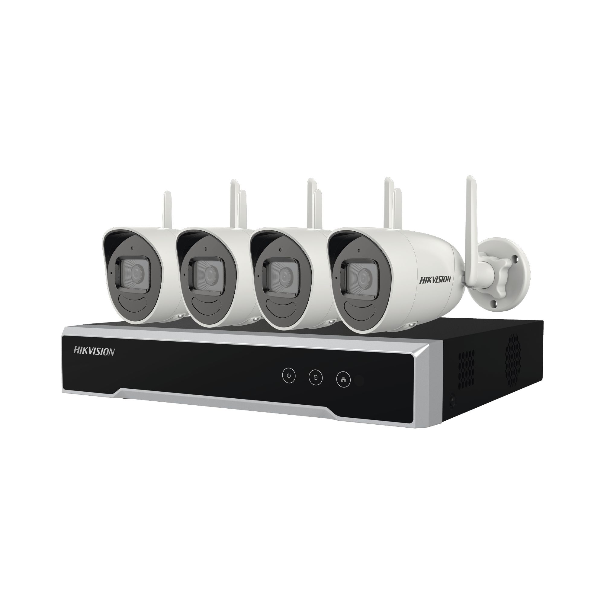 Kit supraveghere video exterior Hikvision IP WIFI NK44W0H(D); 4MP, Kitul contine 4 x camere exterior 4Mp wifi DS-2CV1041G1-IDW(2.8mm)(D), 1 x NVR DS-7104NI-K1/W/M(C), 4 x surse de alimentare pentru camere. Descriere camere: rezolutie 4MP ( 2560 x 1440), WIFI, microfon audio incorporat, iluminare_1