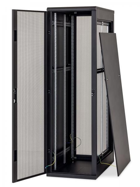 Rack de perete Triton seciune simpla 4U 600mm adancime usa sticla panouri laterale fixe sectiuni ventilatie activa, sectiuni acces cabluri sus/jos/spate securizare cu cheie, 1 pereche montanti reglabili IP30 negru_2