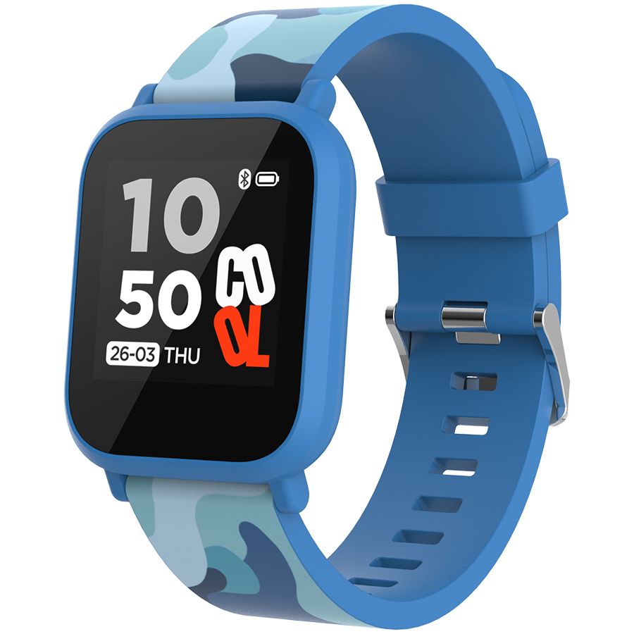 Teenager smart watch, 1.3 inches IPS full touch screen, blue plastic body, IP68 waterproof, BT5.0, multi-sport mode, built-in kids game, compatibility with iOS and android, 155mAh battery, Host: D42x W36x T9.9mm, Strap: 240x22mm, 33g_1