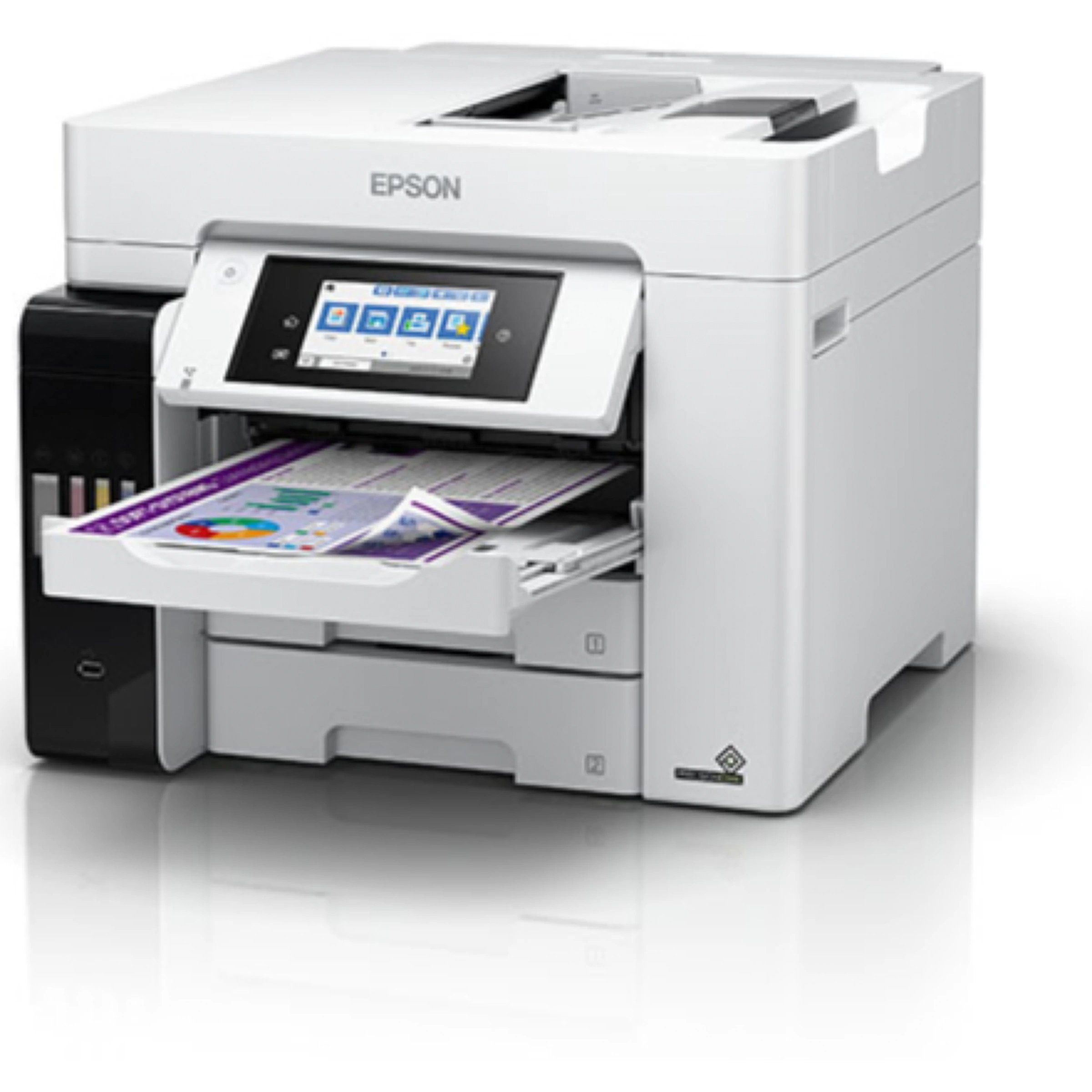 Multifunctional inkjet color CISS Epson L6580, dimensiune A4 (Printare, Copiere, Scanare, Fax), viteza 32 ppm alb-negru, 32ppm color, rezolutie 4800x1200 dpi, alimentare hartie 250 coli, ADF 50 coli scanner CIS rezolutie 1200x2400 dpi, DADF, fax memorie 180 pagini, Limbaje printare: PCL3, PCL5c_2