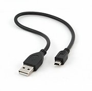 CABLU alimentare si date GEMBIRD, pt. smartphone, USB 2.0 (T) la Mini-USB 2.0 (T), 30cm, conectori auriti, negru, 