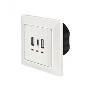 PRIZA LOGILINK, de perete, 2 x USB-A 5V/2.4A, 1 x USB-C 5V/3A, ingropata, martori LED, alb, 