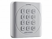 Cititor card cu tastatura Hikvision DS-K1801MK, citeste carduri MIFARE 13.56MHz, distanta citire: 50mm, comunicare: Wiegand 26/34 protocol, tastatura cu 12 butoane,  indicator LED de stare si alimentare; alimentare: 12VDC, IP65, dimensiuni: 87×87×13.3mm_2