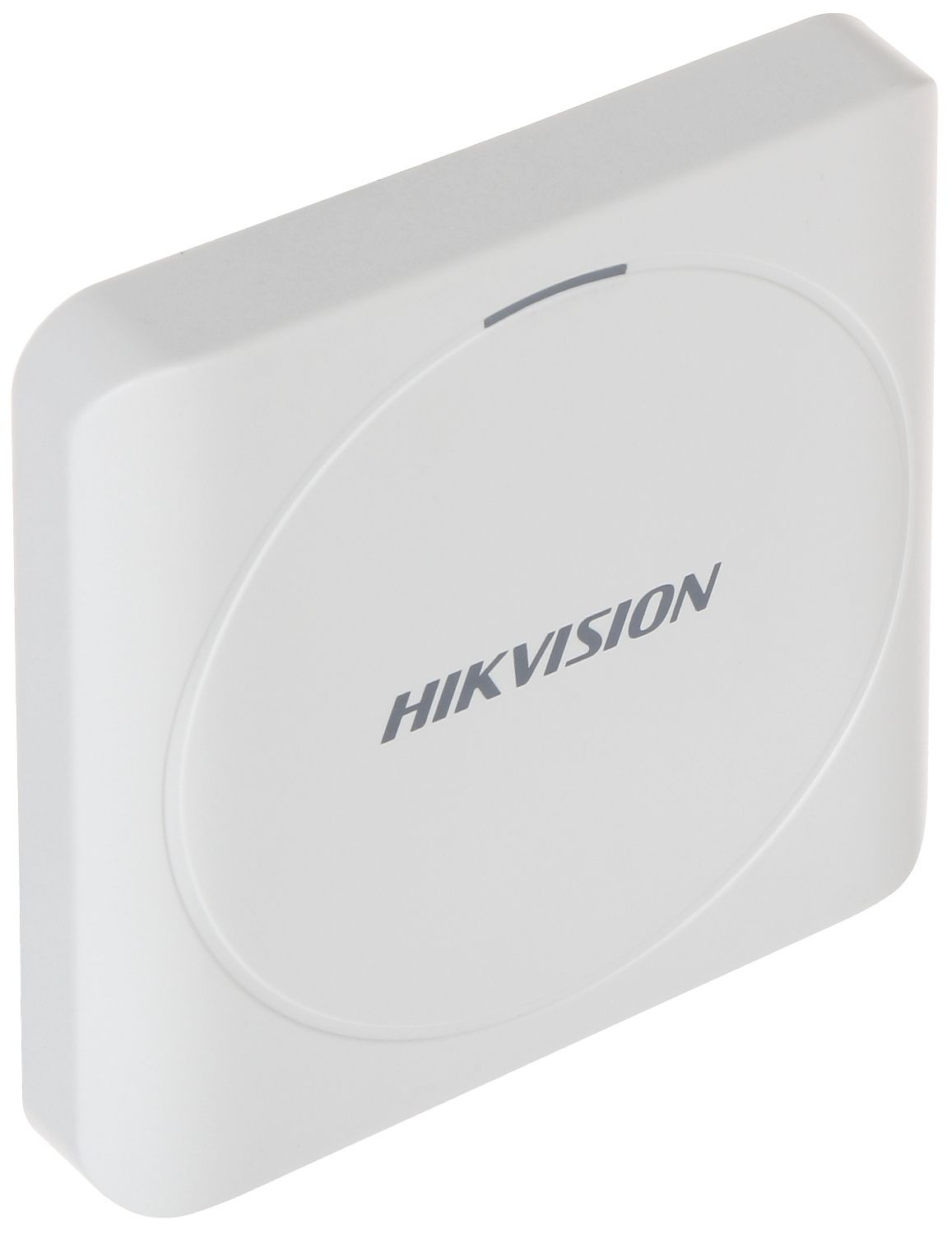 Cititor card Hikvision DS-K1801E, citeste carduri RFID EM 125Khz, distanta citire: 50mm, comunicare: Wiegand 26/34 protocol, indicator LED de stare si alimentare; alimentare: 12VDC, IP65, dimensiuni: 87 × 87 × 13.3mm_1