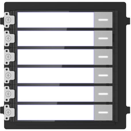 Modul de extensie videinterfon cu sase butoane de apelare Hikvision DS- KD-KK/S; montaj aplicat sau ingropat (acesoriile de montaj nu sunt incluse), customizare afisare nume; iluminare pe timp de noapte; Conectare RS-485, 1 x Input; 1 x Output; protectie: IP 65; material otrel inoxidabil_2