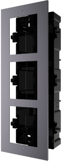 Panou frontal pentru 3 module videointerfon modular Hikvision DS-KD- ACF3/S; permite conectarea a 3 module de videointerfon modular; montare incastrata; material otel inoxidabil, doza de plastic inclusa; dimensiuni:337.8mm x 124mm x 4mm;_1