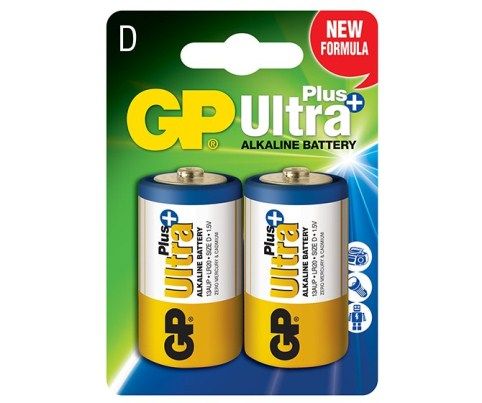 Baterie GP Batteries, Ultra+ Alcalina D (LR20) 1.5V alcalina, blister 2 buc. 
