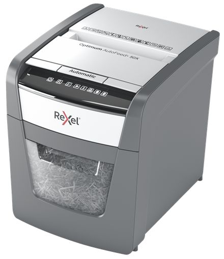 Rexel AutoFeed+ 50X shredder, P-4, cuts confetti cut (4x28mm), 50 sheets, 20 litre bin_2
