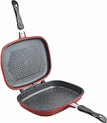 TIGAIE DUBLA DREPTUNGHIULARA TIP GRILL, ALUMINIU, 32x24x7.5 CM, EASY COOK RED, COOKING BY HEINNER_1