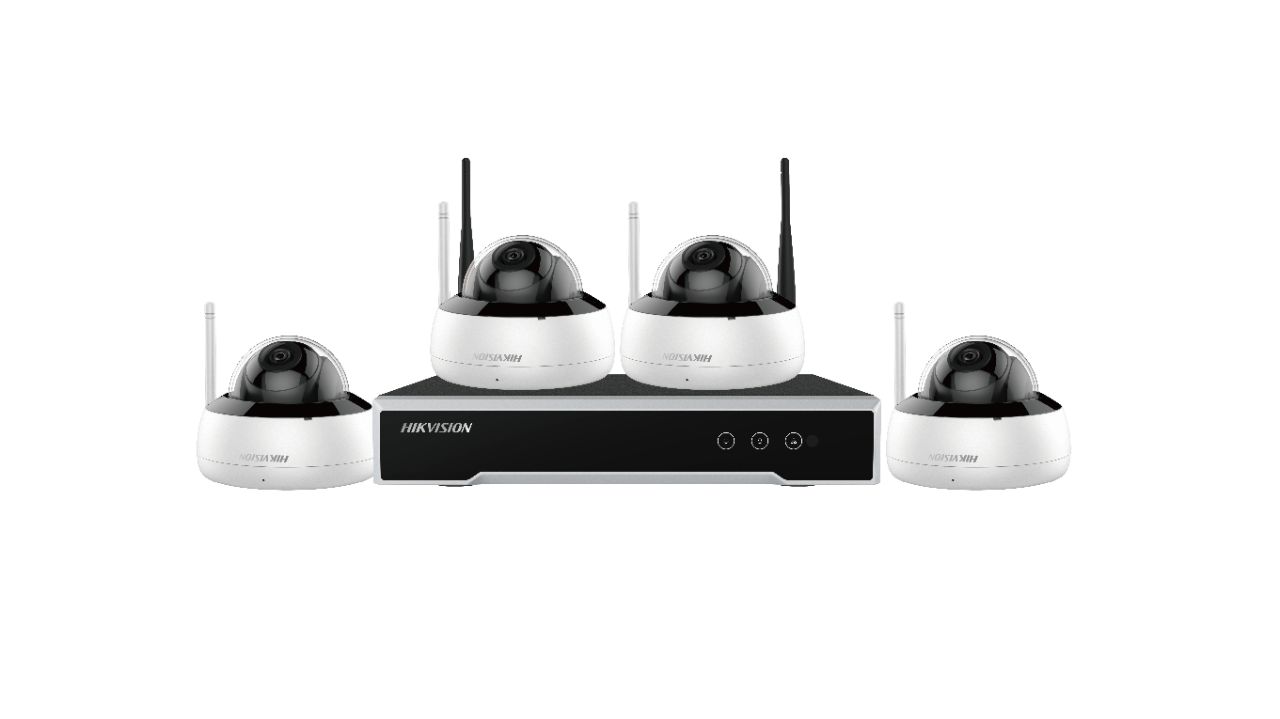 Kit de supraveghere WiFi Hikvision; Kitul contine: 4x camere WiFi IP dome DS-2CD2141G1- IDW1, 1x NVR WiFi DS-7104NI-K1/W/M, 1x Hard disk WD10PURX, 1x cablu HDMI (2 metri); DS-2CD2141G1-IDW1: Camera de supraveghere Hikvision WIFI IP Dome, 4MP, fixed lens: 2.8mm, 1/3 Progressive Scan CMOS, 2560 x 1440_1