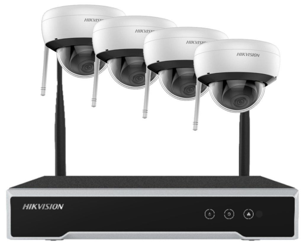 Kit de supraveghere WiFi Hikvision; Kitul contine: 4x camere WiFi IP dome DS-2CD2141G1- IDW1, 1x NVR WiFi DS-7104NI-K1/W/M, 1x Hard disk WD10PURX, 1x cablu HDMI (2 metri); DS-2CD2141G1-IDW1: Camera de supraveghere Hikvision WIFI IP Dome, 4MP, fixed lens: 2.8mm, 1/3 Progressive Scan CMOS, 2560 x 1440_2
