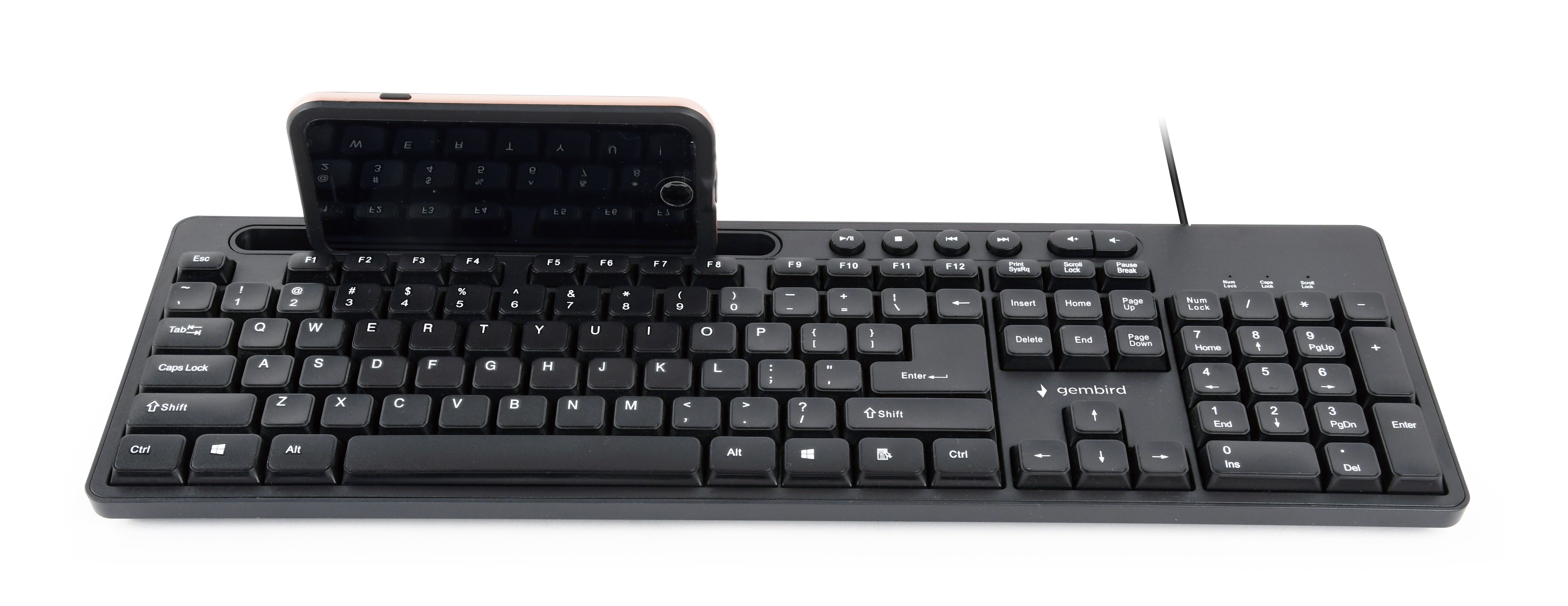 GEMBIRD Multimedia keyboard with phone stand black US-layout KB-UM-108_2