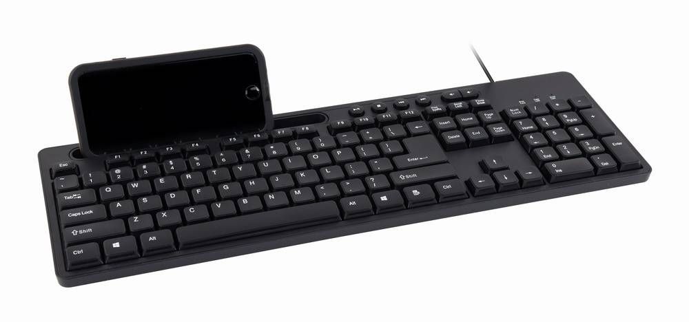GEMBIRD Multimedia keyboard with phone stand black US-layout KB-UM-108_5