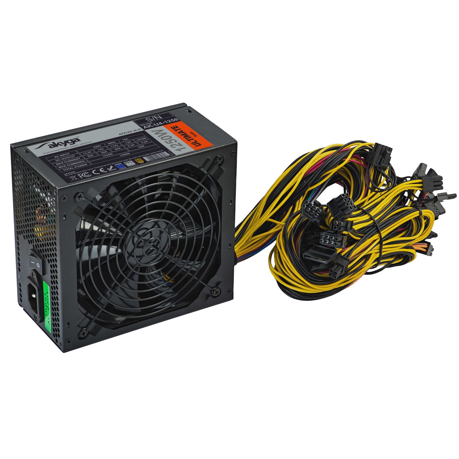 Akyga AK-U4-1250 power supply unit 1250 W 24-pin ATX ATX Black_2