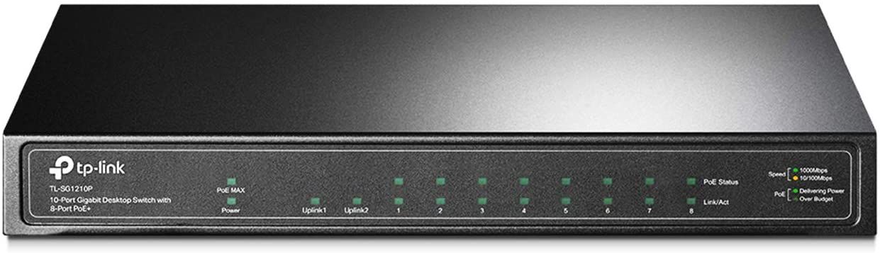 TP-LINK 10-Port Gigabit PoE+ Switch 8 Gigabit PoE+ Ports 1 Gigabit RJ45 Ports and 1 Gigabit SFP Slots 802.3at/af 63W PoE Power_1