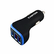 CANYON Universal 3xUSB car adapter, Input 12V-24V, Output DC USB-A 5V/2.4A(Max) + Type-C PD 18W, with Smart IC, Black+Purple with rubber coating, 71*39*26.2mm, 0.028kg_1