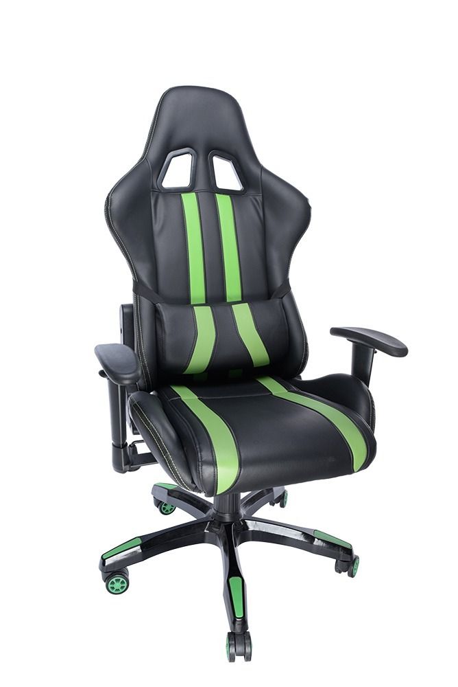 SCAUN GAMING SPACER imitatie piele, black & green, brate ajustabile, greutate max. 120kg, dimensiuni 69.5*77.5*126~132cm 