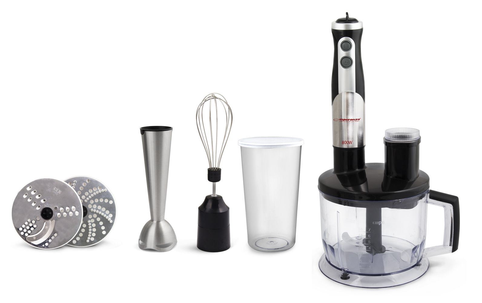 Esperanza EKM004 blender 0.6 L Immersion blender Black,Silver,Transparent 800 W_2