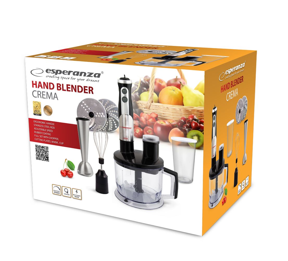 Esperanza EKM004 blender 0.6 L Immersion blender Black,Silver,Transparent 800 W_3