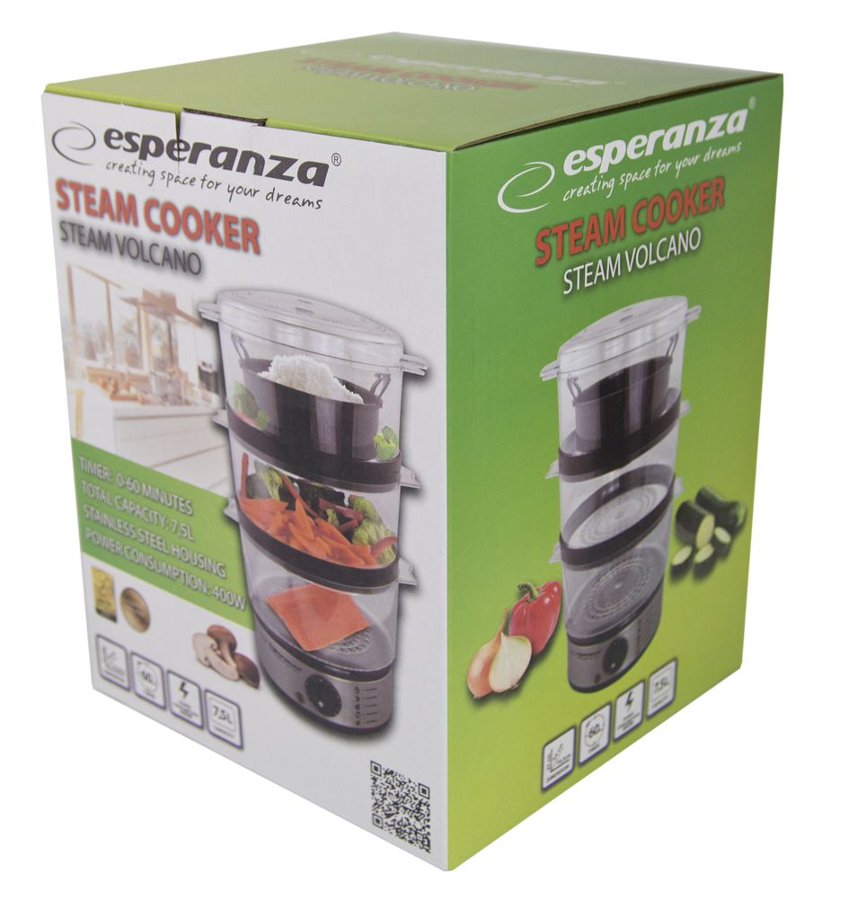 Esperanza EKG009 Steam cooker 3 stainless steel basket (s) 400 W 7.5L_5