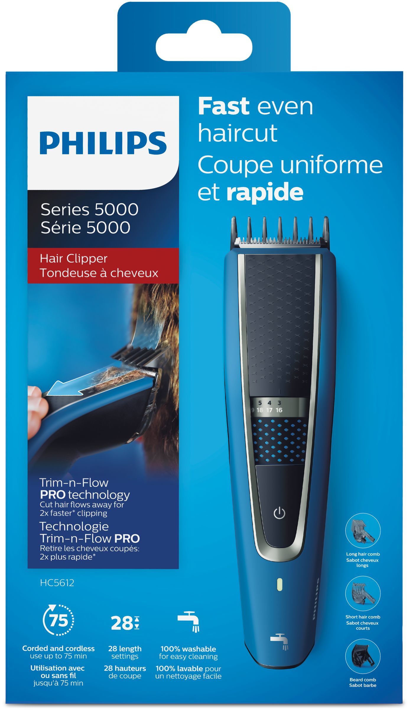 Philips 5000 series HC5612/15 hair trimmers/clipper Black, Blue_2