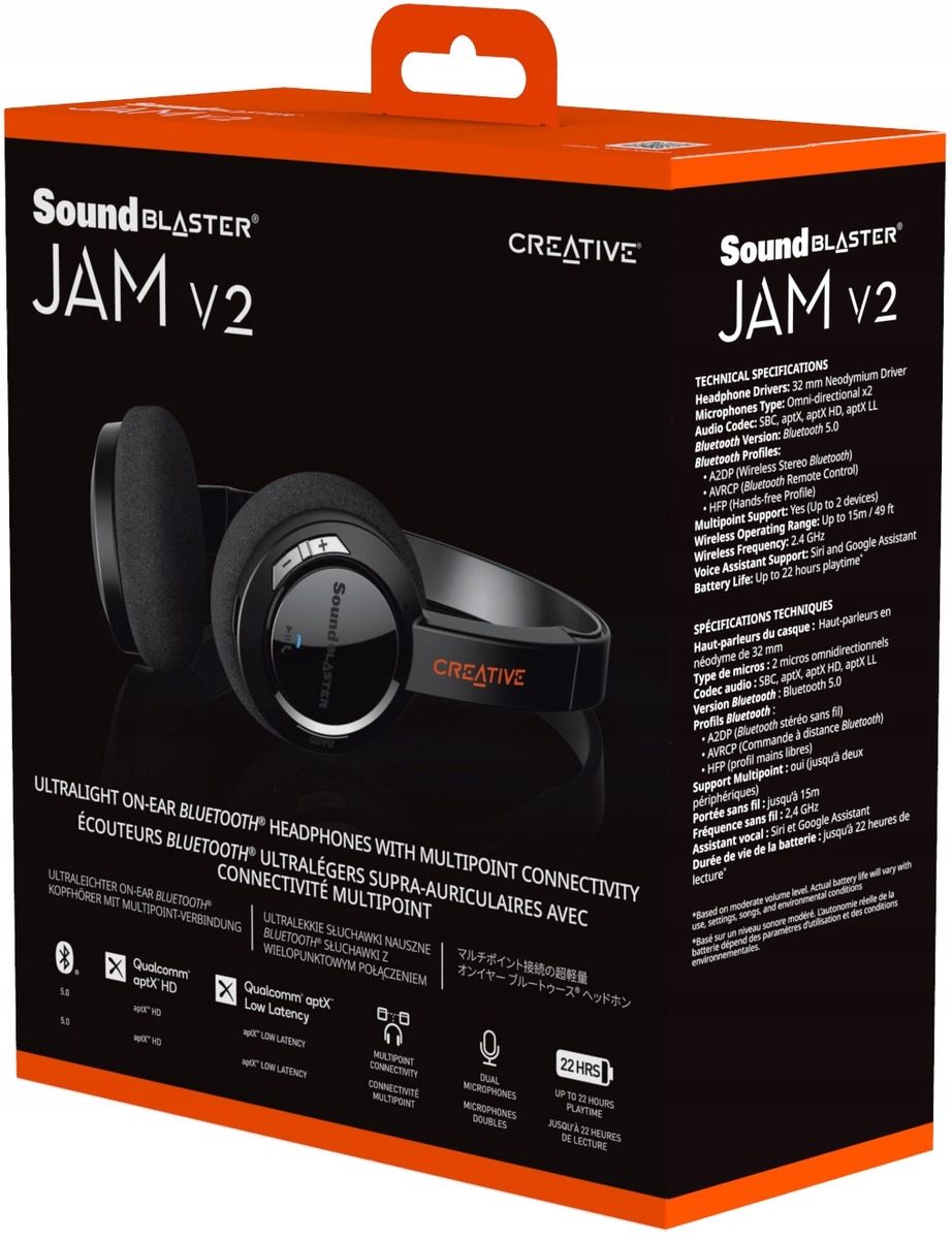 SOUND BLASTER CREATIVE JAM V2 Wireless Bluetooth headphones, black_3