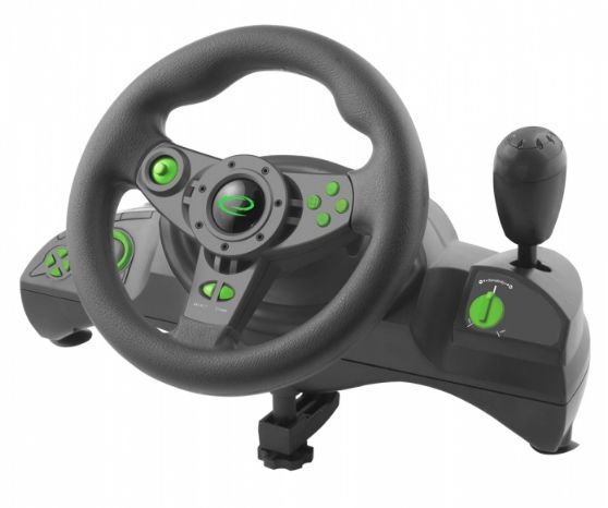 Esperanza EGW102 Gaming Controller Steering wheel PC,Playstation 3 Digital USB Black,Green_1