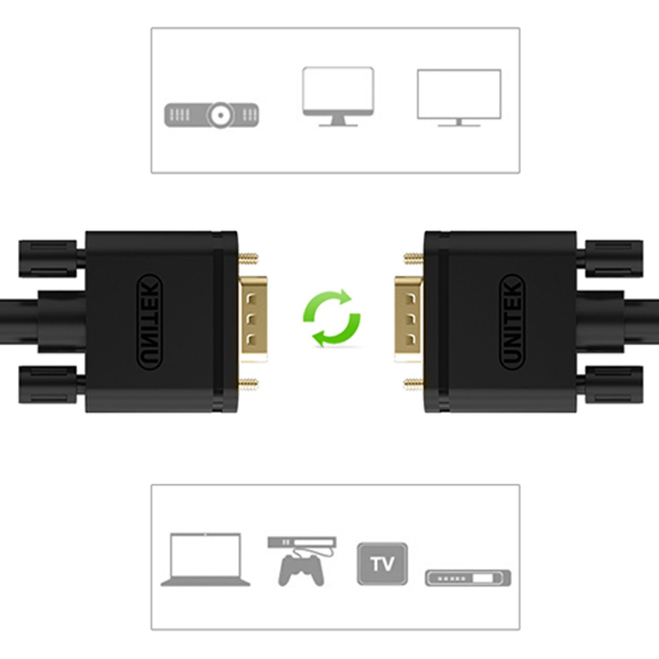 V7 Black Video Cable VGA Male to VGA Male 2m 6.6ft_4