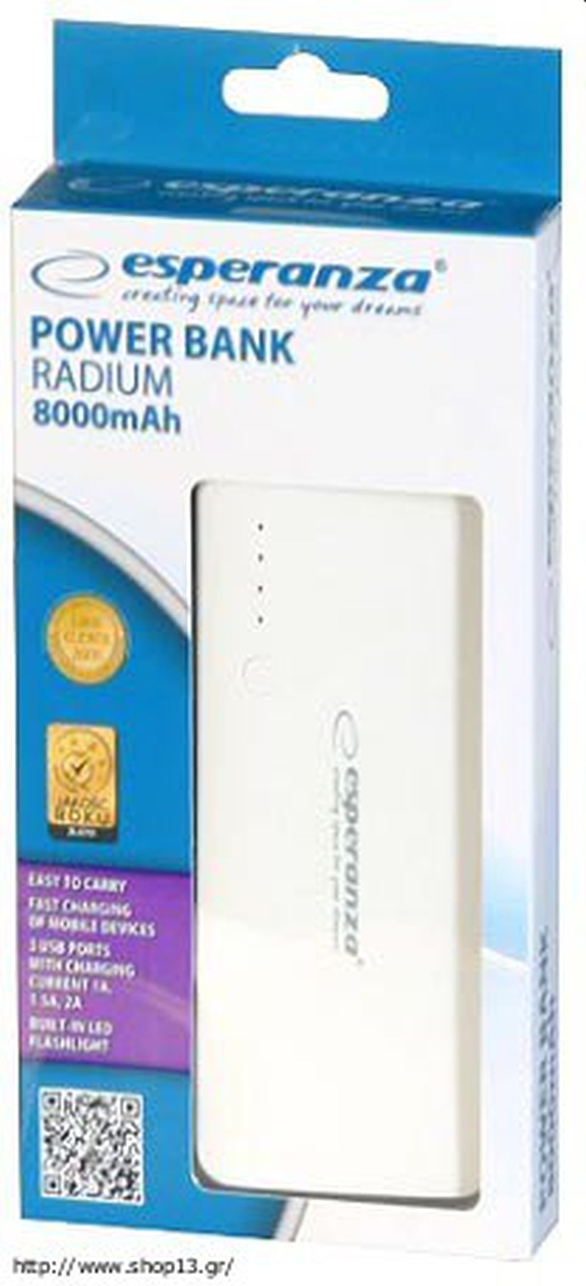 Esperanza EMP106WE Radium power bank Grey,White 8000 mAh_2