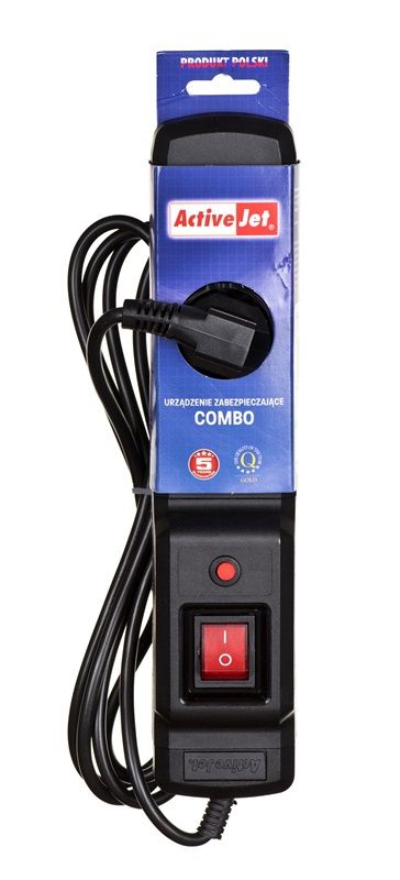 Activejet COMBO 3GN 3M black power strip with cord_3