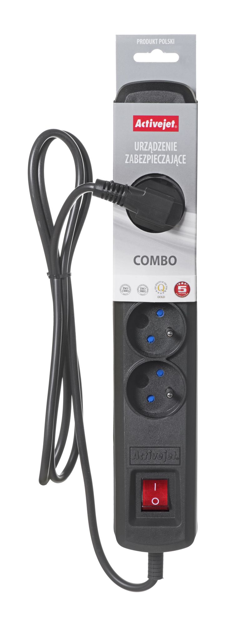 Activejet black power strip with cord ACJ COMBO 5G/5M/BEZP. AUTO/CZ_4