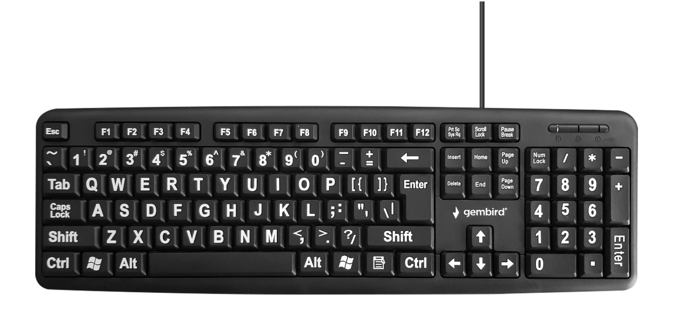 Gembird KB-US-103 Standard keyboard with BIG letters, US layout, black_1