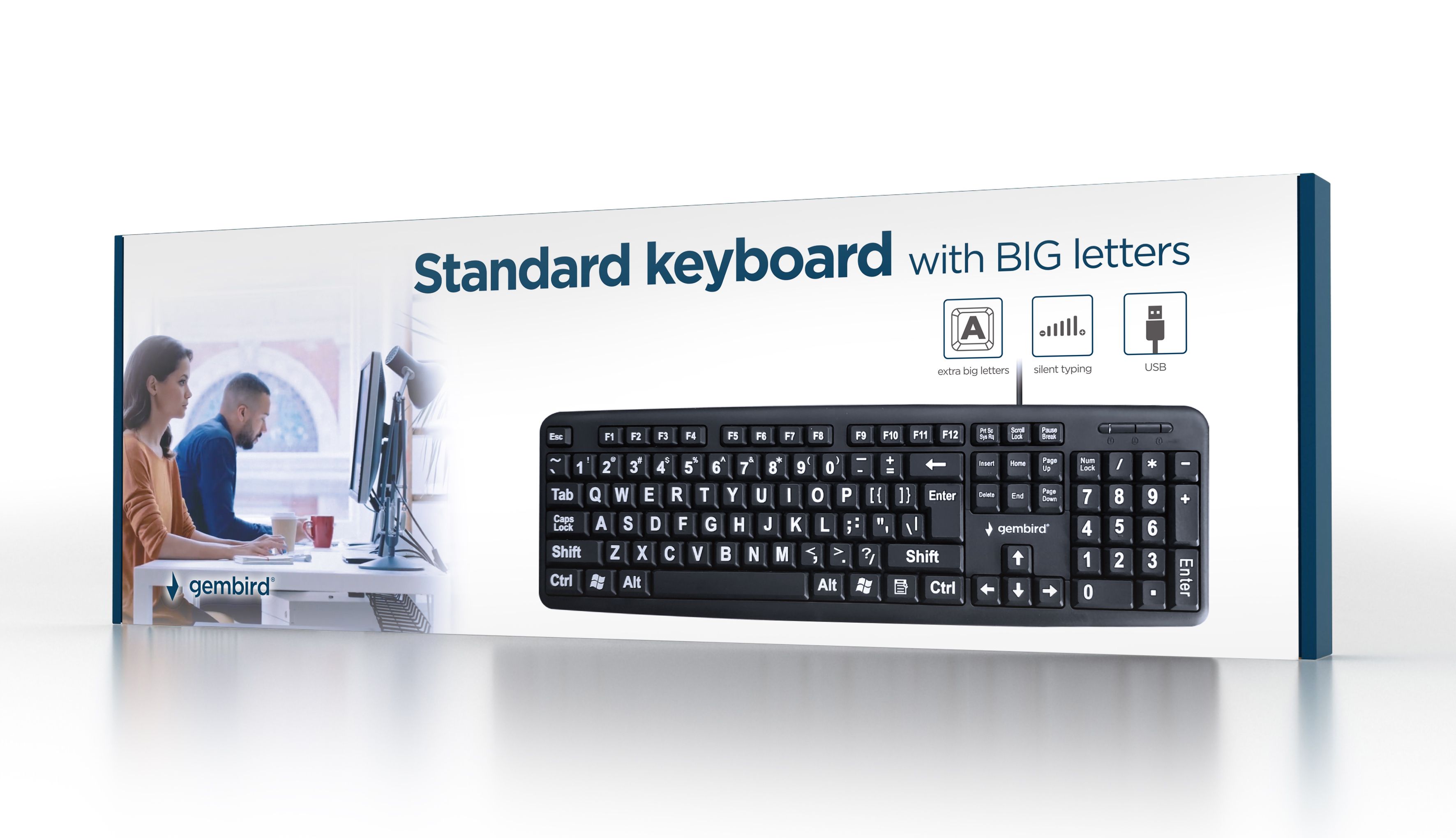 Gembird KB-US-103 Standard keyboard with BIG letters, US layout, black_2