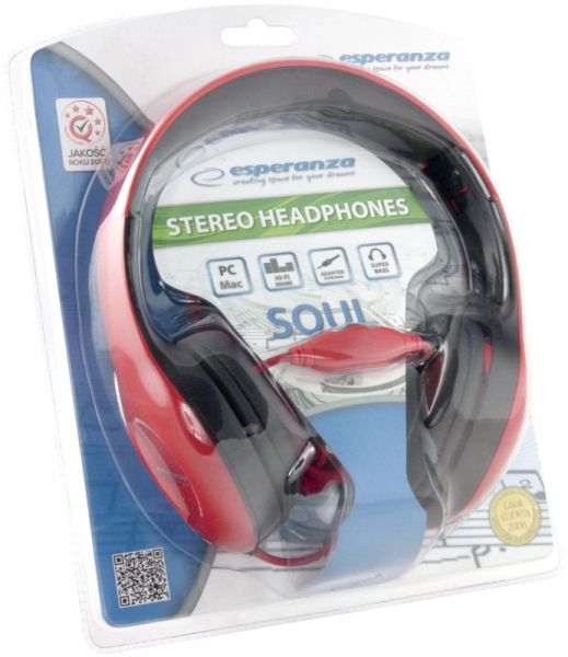 Esperanza EH138R headphones/headset Head-band Black,Red_3