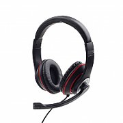 GEMBIRD MHS-03-BKRD Stereo headset with microphone black color with red ring_1