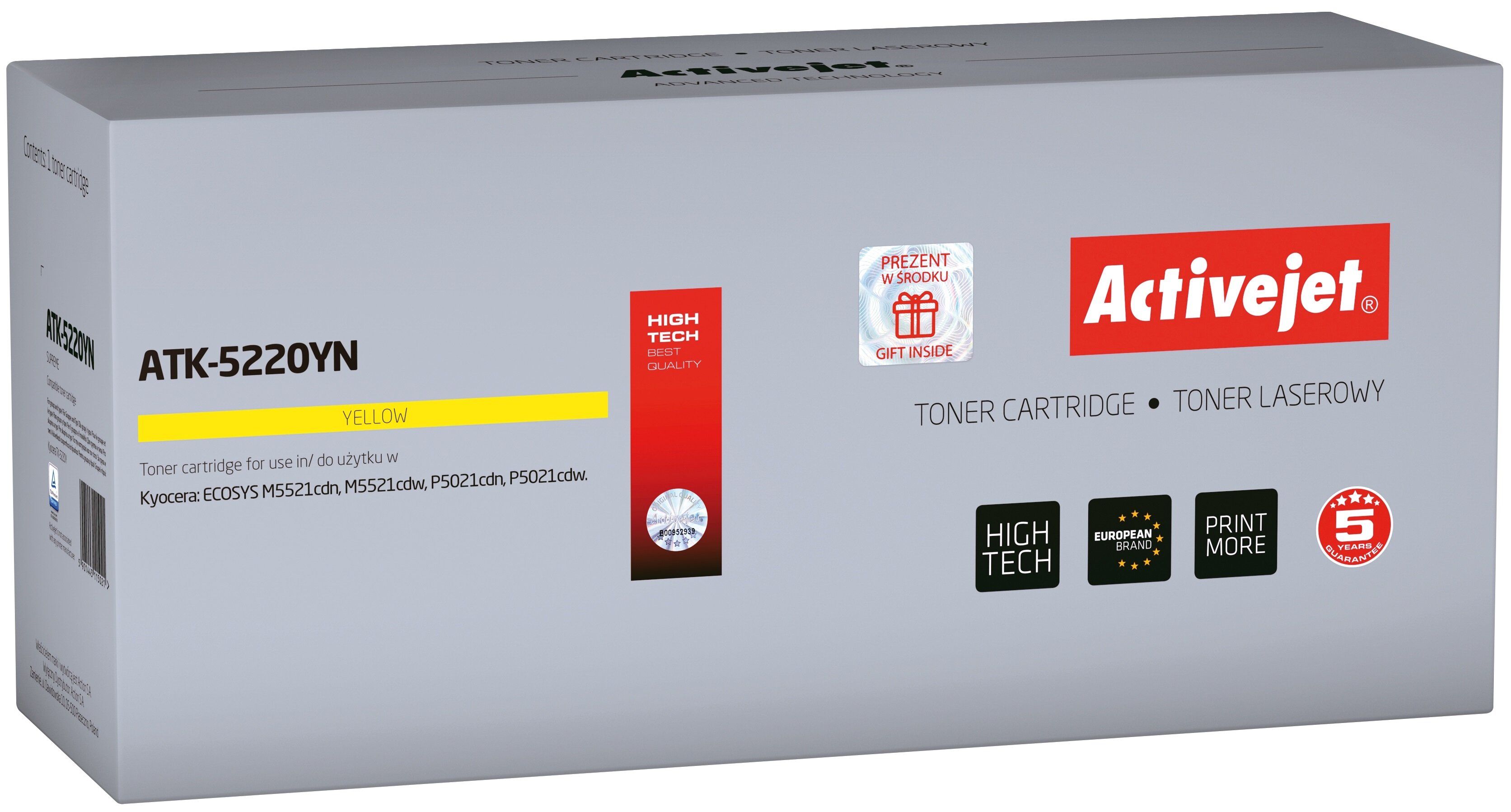 Activejet ATK-5220YN toner for Kyocera printer Kyocera TK-5220M replacement Supreme 1200 pages yellow