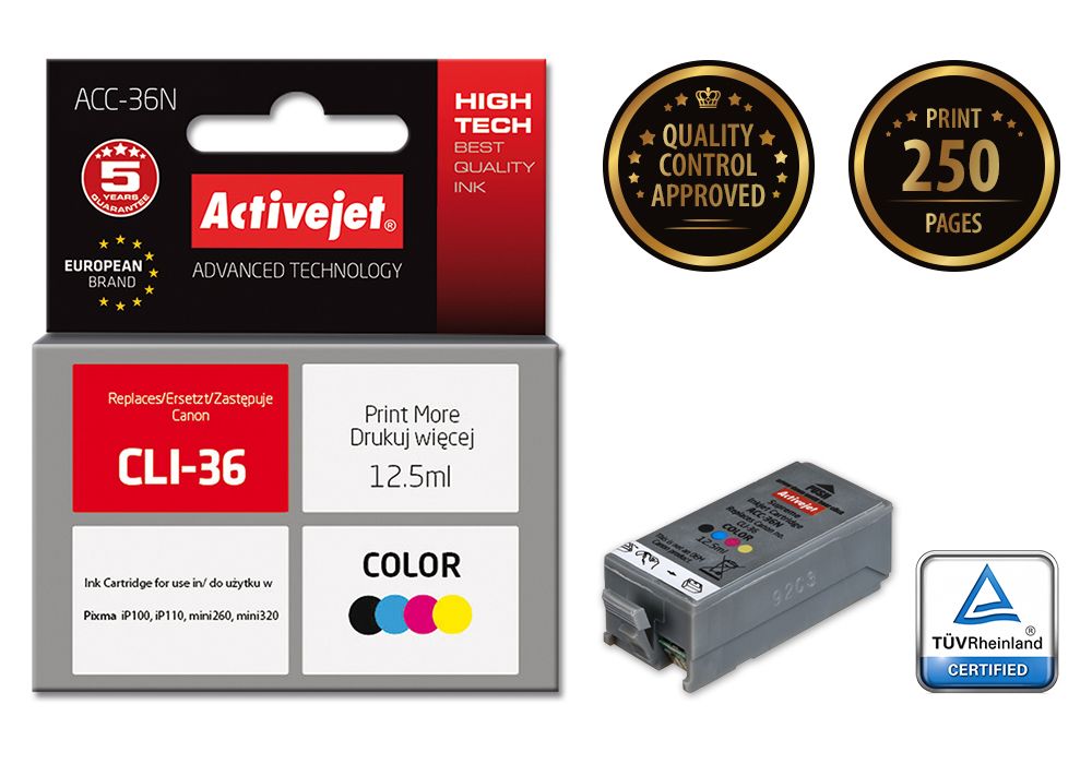 Activejet ACC-36N ink for Canon printer; Canon PGI-36 replacement; Supreme; 12.5 ml; color_2