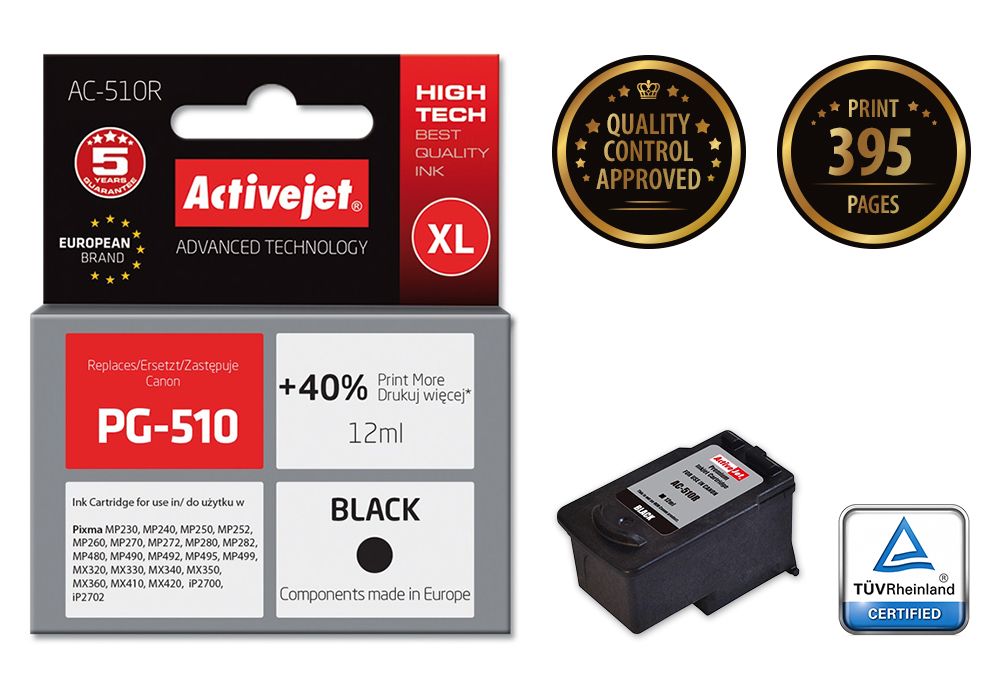 Activejet AC-510R ink for Canon printer; Canon PG-510 replacement; Premium; 12 ml; black_2