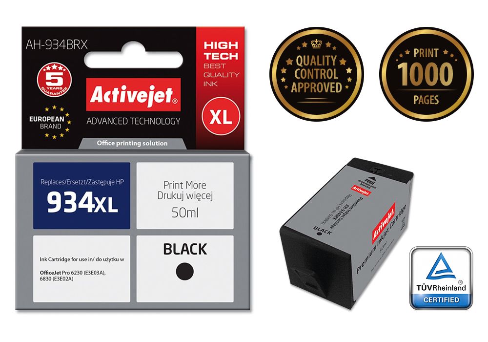 Activejet AH-934BRX ink for HP printer; HP 934XL C2P23AE replacement; Premium; 50 ml; black_2
