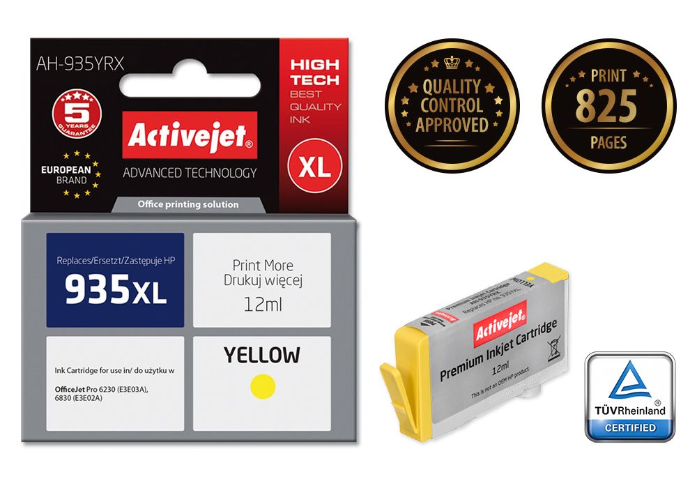 Activejet AH-935YRX ink for HP printer; HP 935XL C2P26AE replacement; Premium; 12 ml; yellow_2