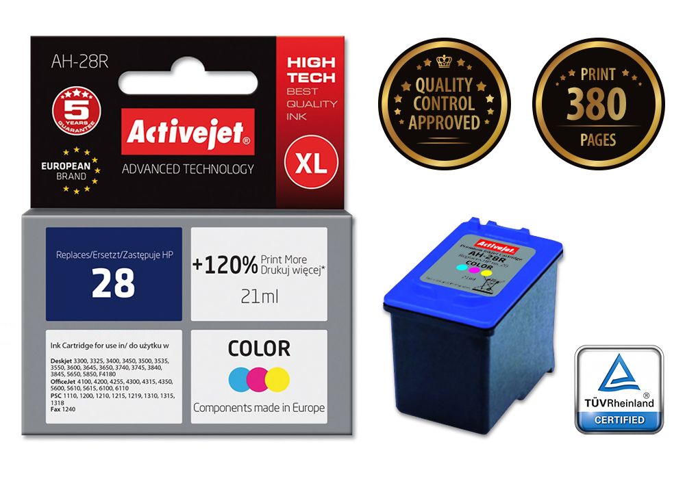 Activejet AH-28R ink for HP printer, HP 28 C8728A replacement; Premium; 21 ml; color_2