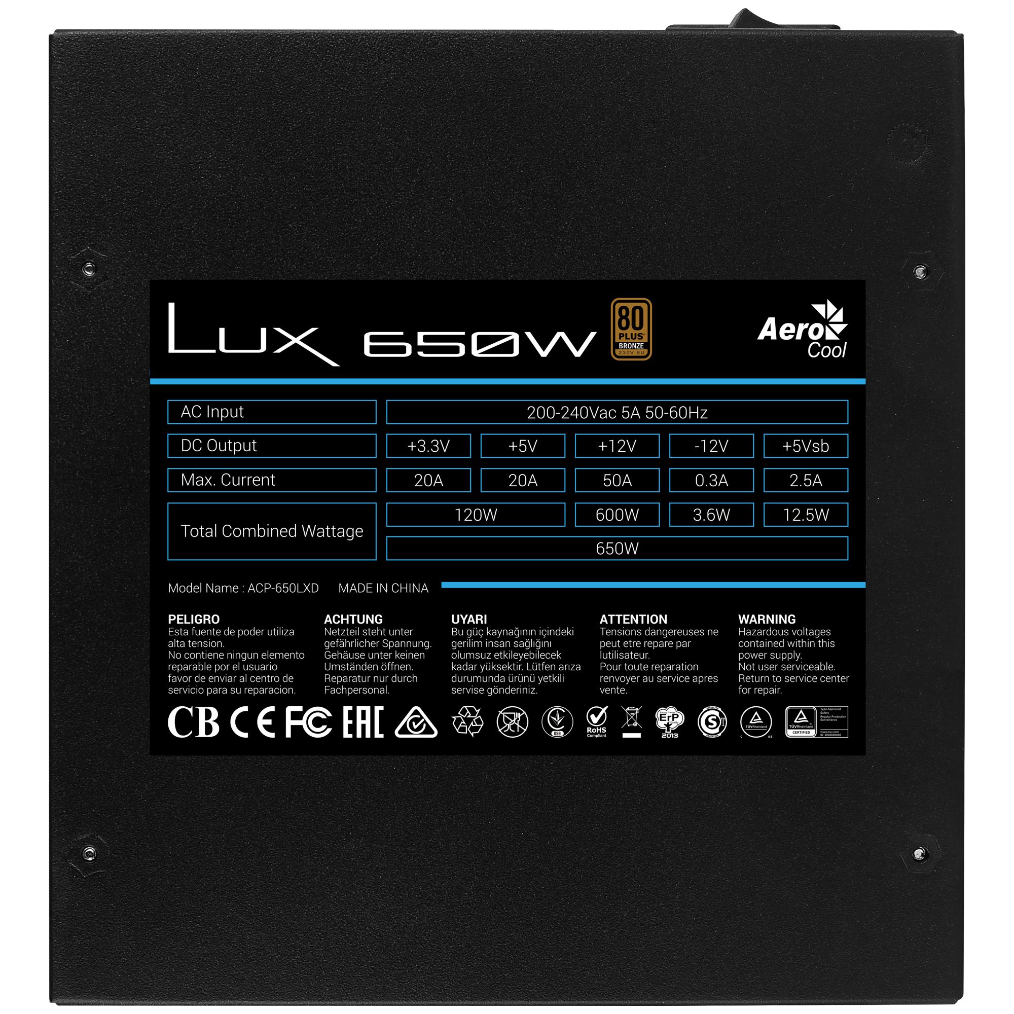 Aerocool LUX 650W power supply unit 20+4 pin ATX ATX Black_4