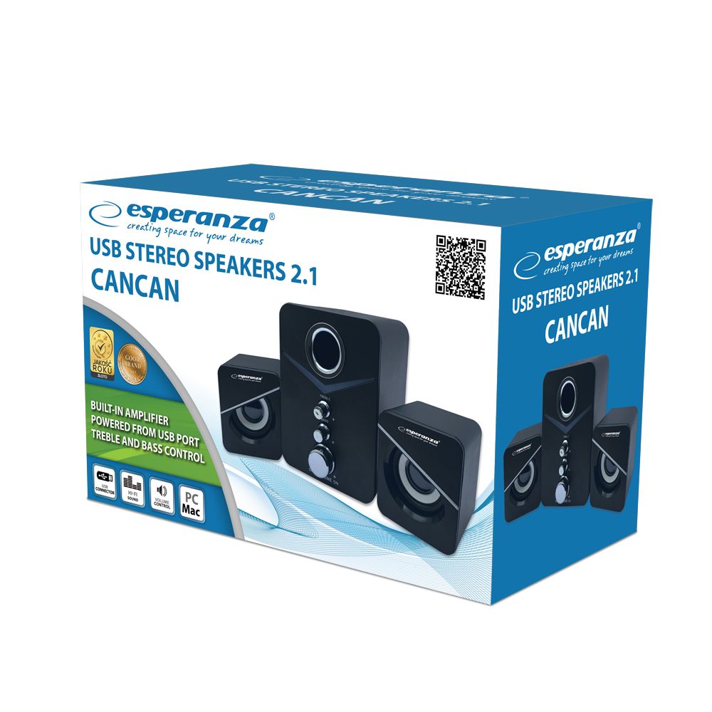 Esperanza EP153 USB 2.1 Speaker Set 6 W Black_2