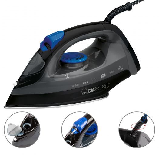 Clatronic DB 3703 iron Dry & Steam iron Stainless steel soleplate Black,Grey 1800 W_3